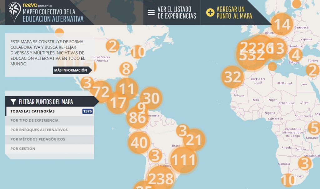 REEVO - Mapa de iniciativas de educación alternativa en el mundo